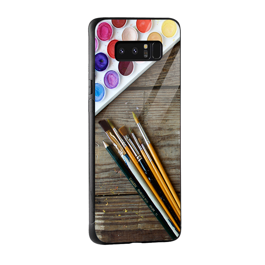 Color Palette and Brush Glass Back Case for Galaxy Note 8