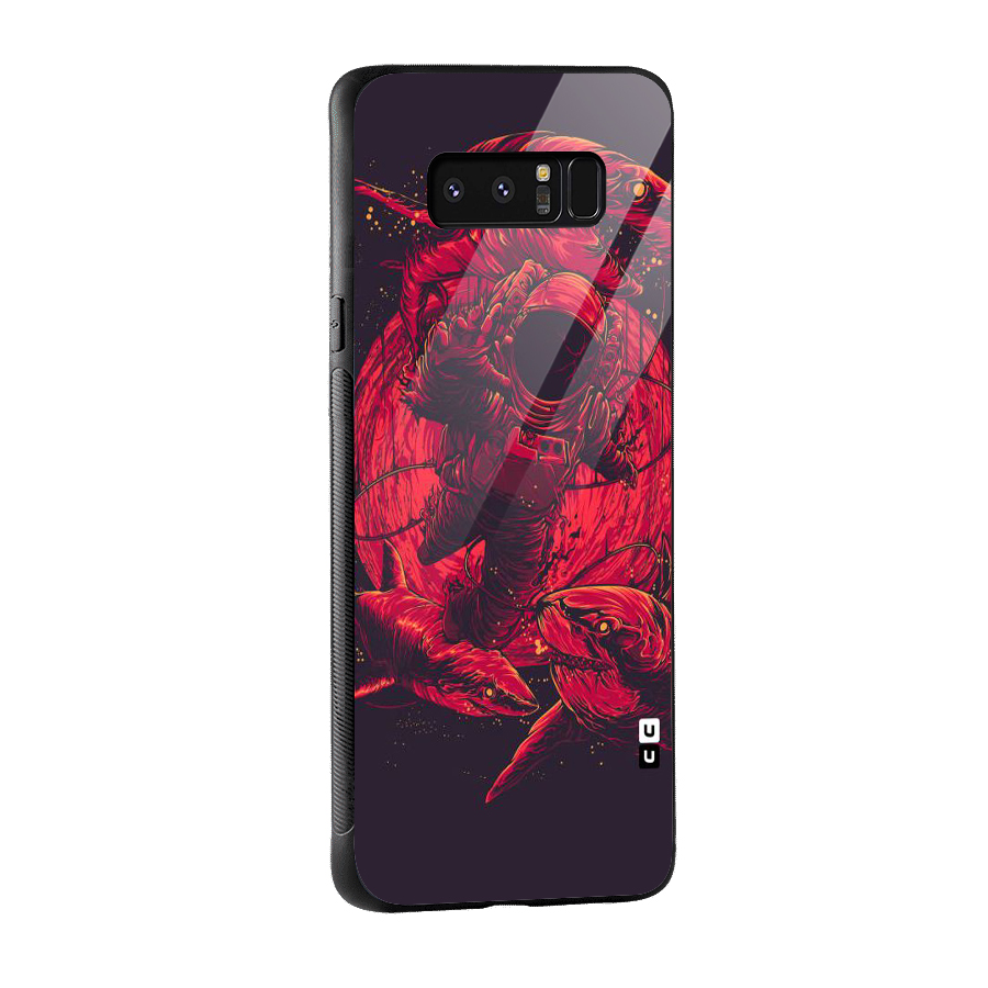 Coloured Spaceman Glass Back Case for Galaxy Note 8
