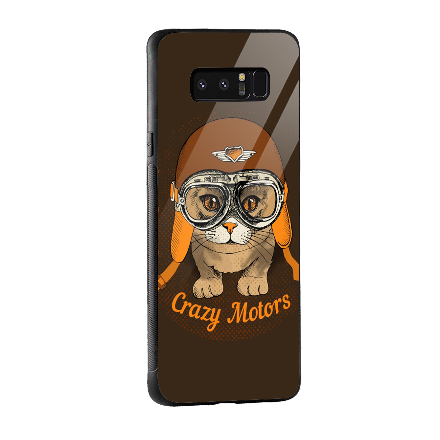 Crazy cat Glass Back Case for Galaxy Note 8