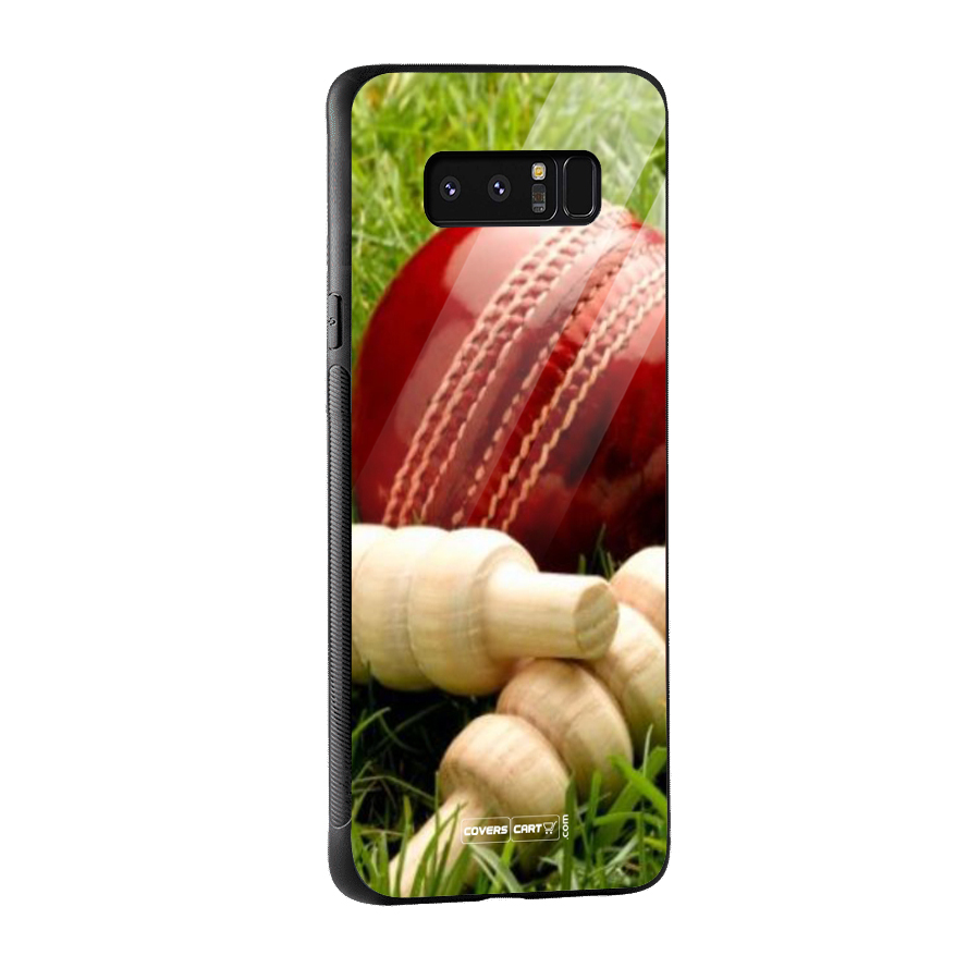 Cricket Ball and Stumps Glass Back Case for Galaxy Note 8
