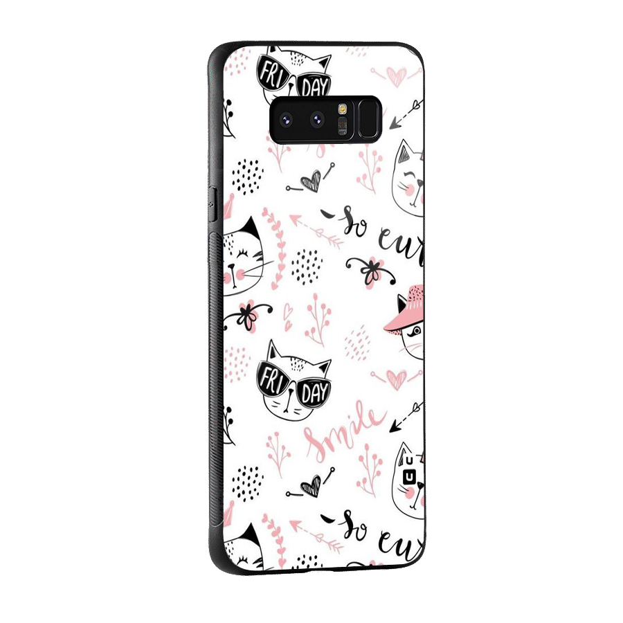 Cute Cat Swag Glass Back Case for Galaxy Note 8