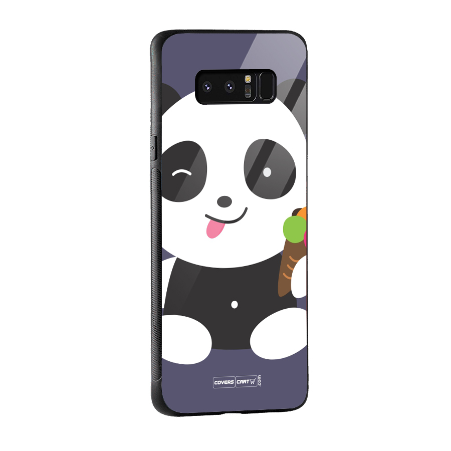 Cute Panda Blue Glass Back Case for Galaxy Note 8