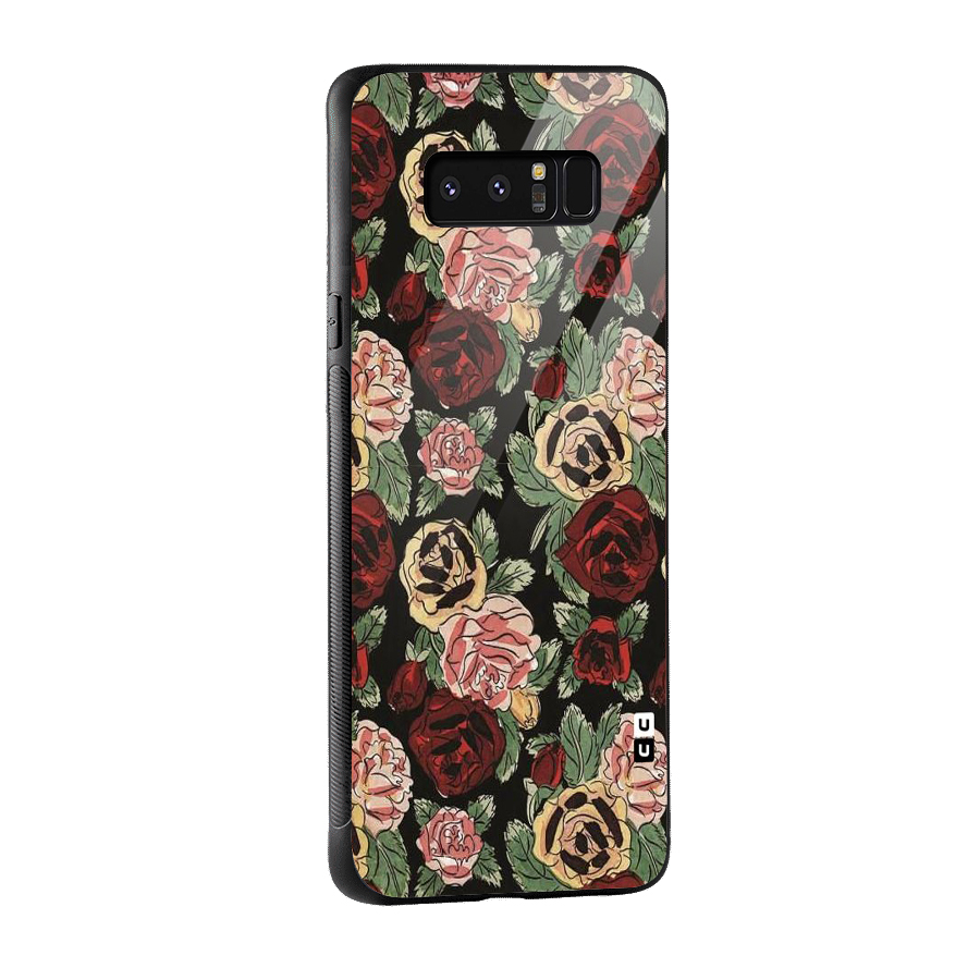 Dark Pastel Flowers Glass Back Case for Galaxy Note 8