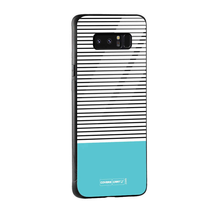 Deep Sky Blue Stripes Glass Back Case for Galaxy Note 8