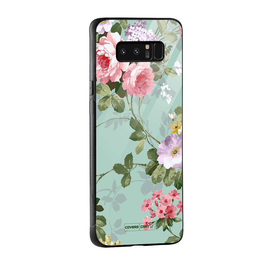 Desinger Floral Glass Back Case for Galaxy Note 8