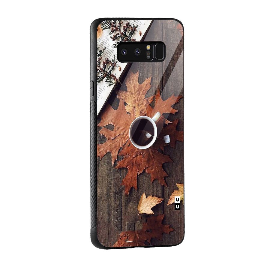Fall Leaf Coffee Glass Back Case for Galaxy Note 8