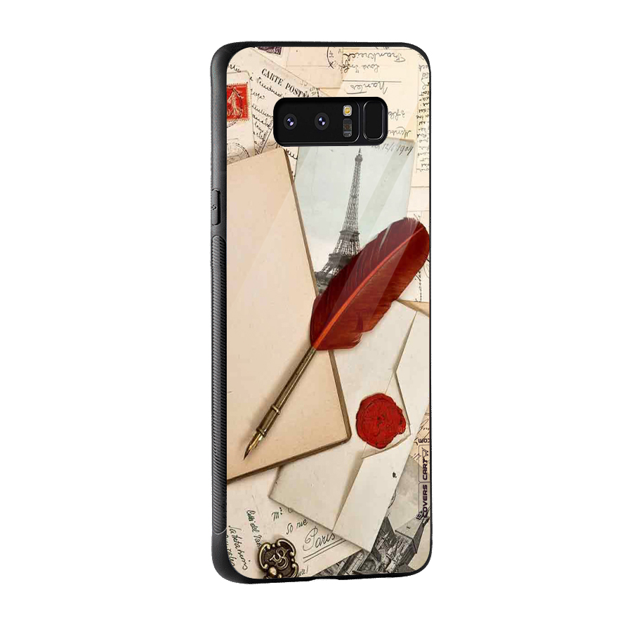 Feather Beauty Glass Back Case for Galaxy Note 8