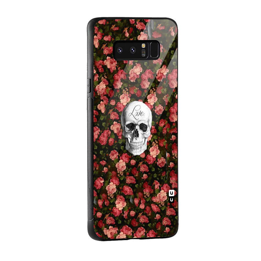 Floral Skull Love Glass Back Case for Galaxy Note 8