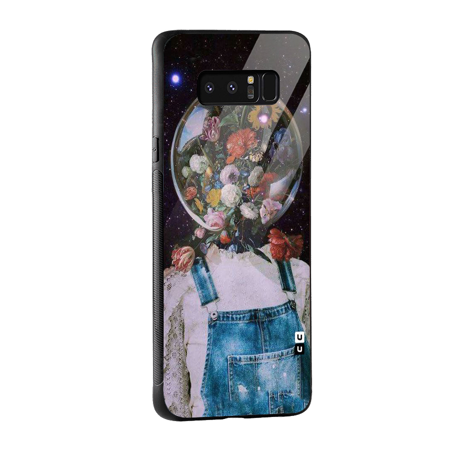 Flower Face Glass Back Case for Galaxy Note 8