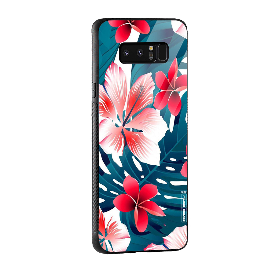 Flower design Glass Back Case for Galaxy Note 8