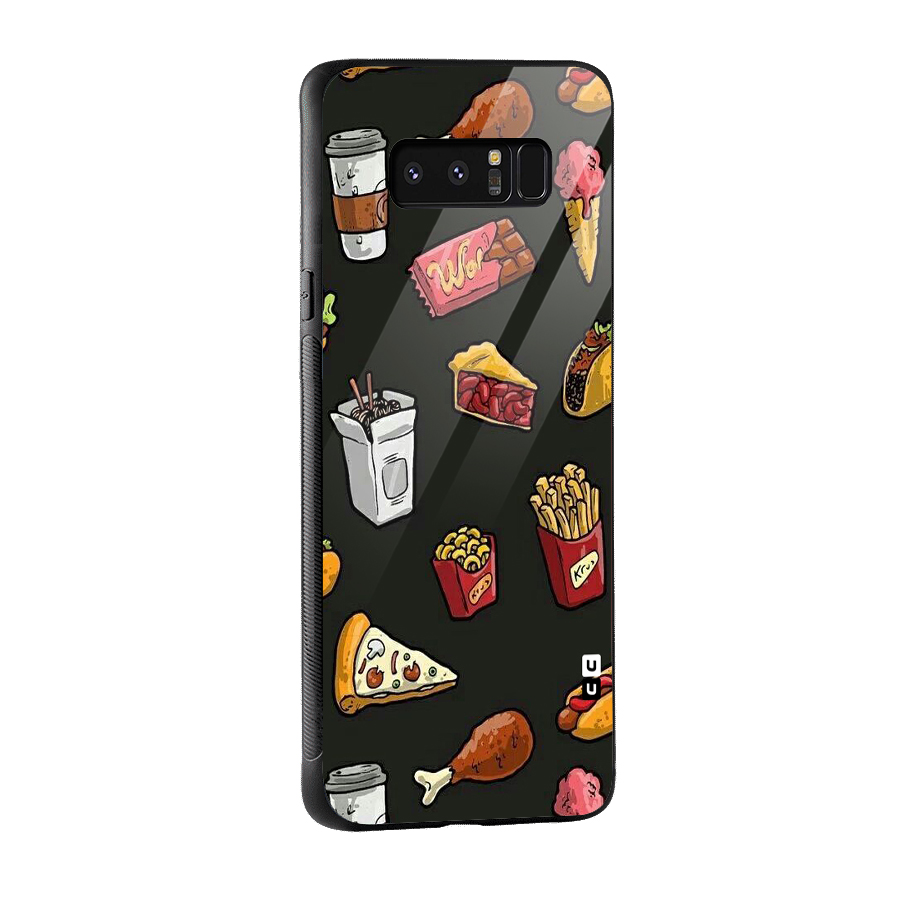 Foodie Pattern Glass Back Case for Galaxy Note 8