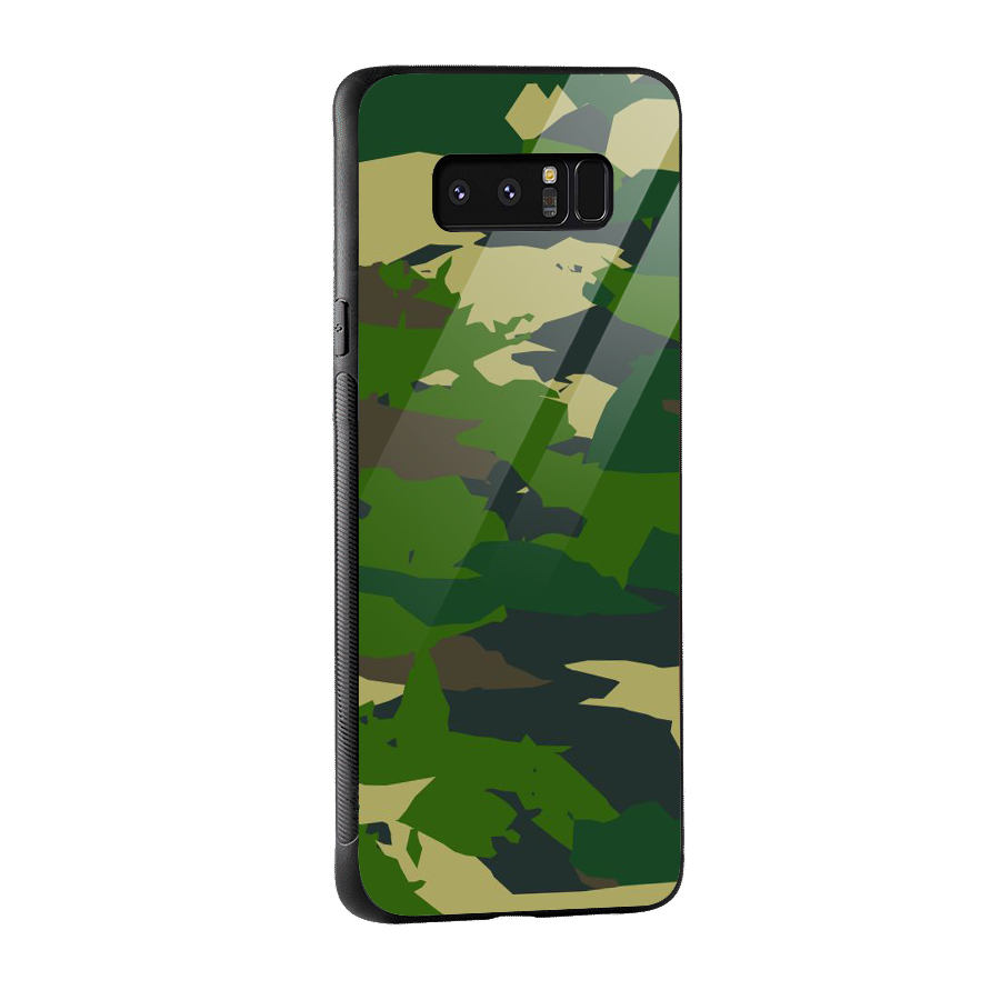 Green Camouflage Army Glass Back Case for Galaxy Note 8