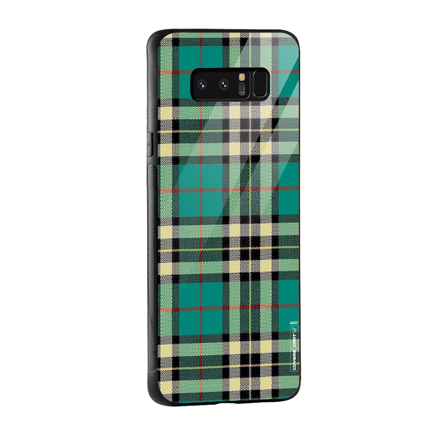 Green Check Glass Back Case for Galaxy Note 8