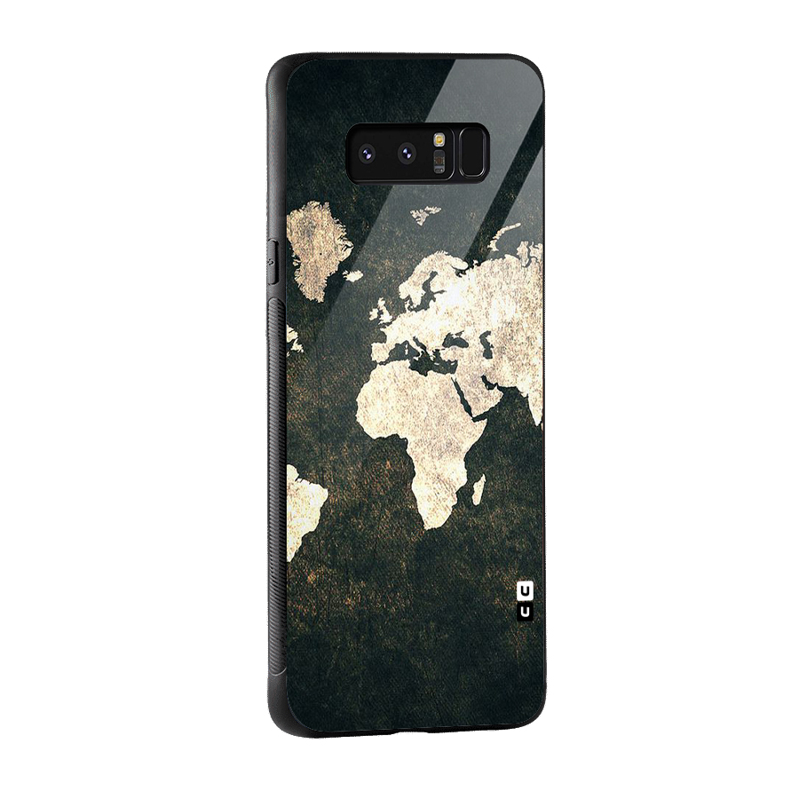 Green Gold Map Design Glass Back Case for Galaxy Note 8