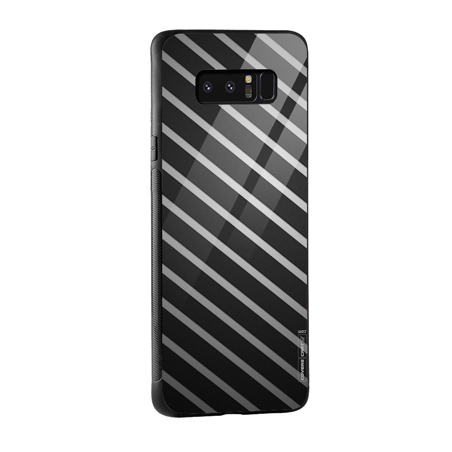 Grey And Black Stripes Glass Back Case for Galaxy Note 8
