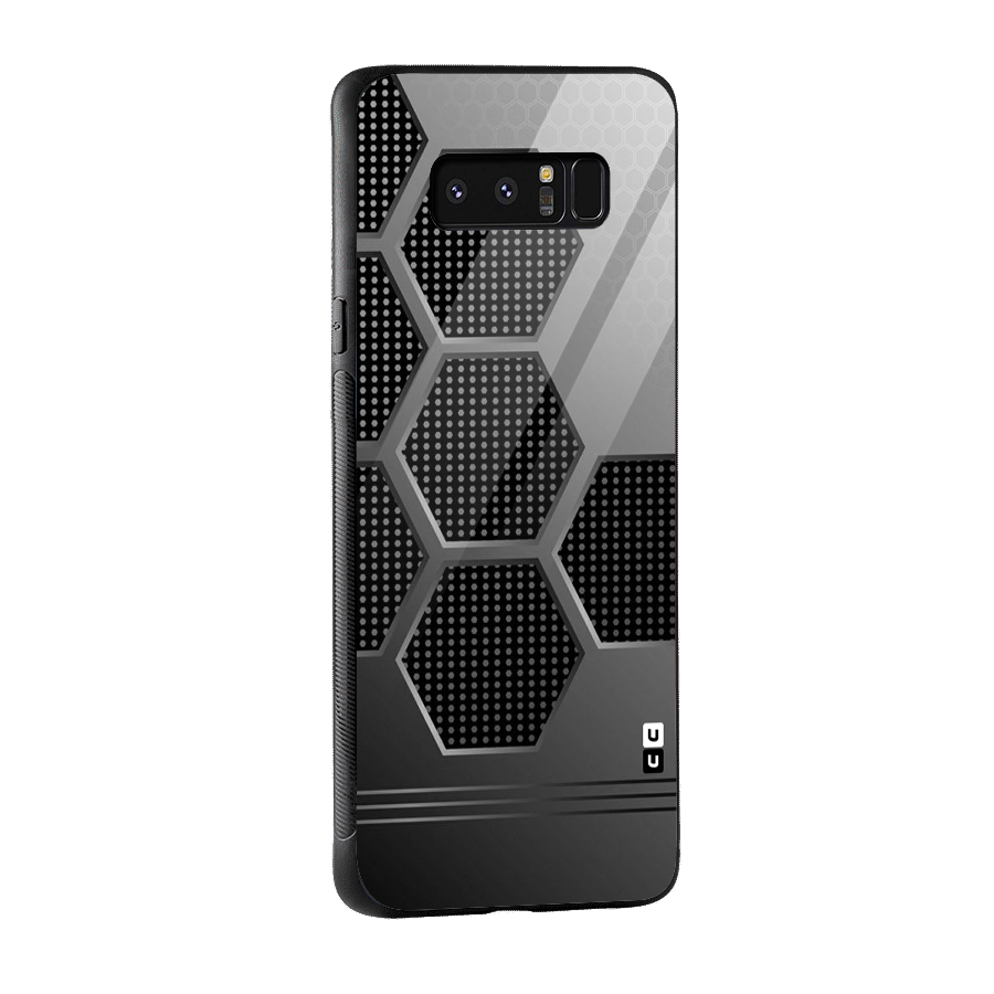 Grey Black Hexa Glass Back Case for Galaxy Note 8