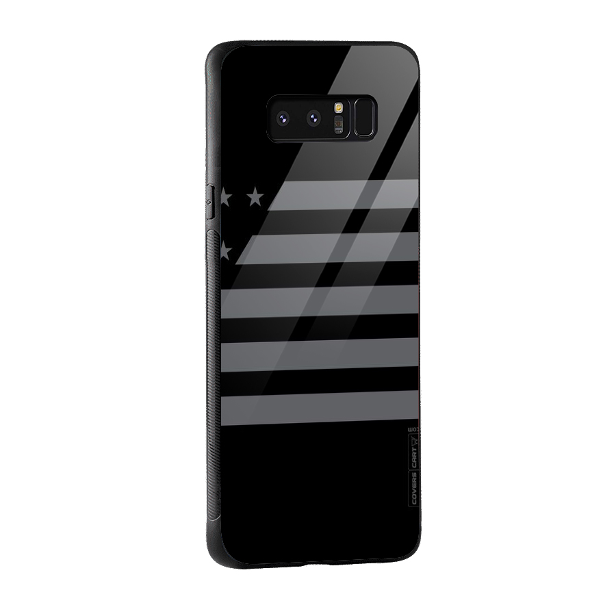 Grey Star Striped Pattern Glass Back Case for Galaxy Note 8