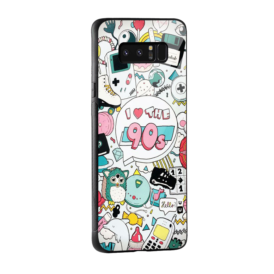 Heart 90s Glass Back Case for Galaxy Note 8