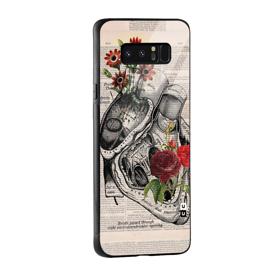 Heart Newspaper Glass Back Case for Galaxy Note 8