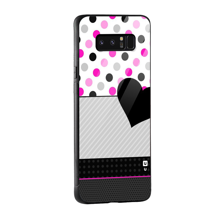Heart Polka Stripes Glass Back Case for Galaxy Note 8