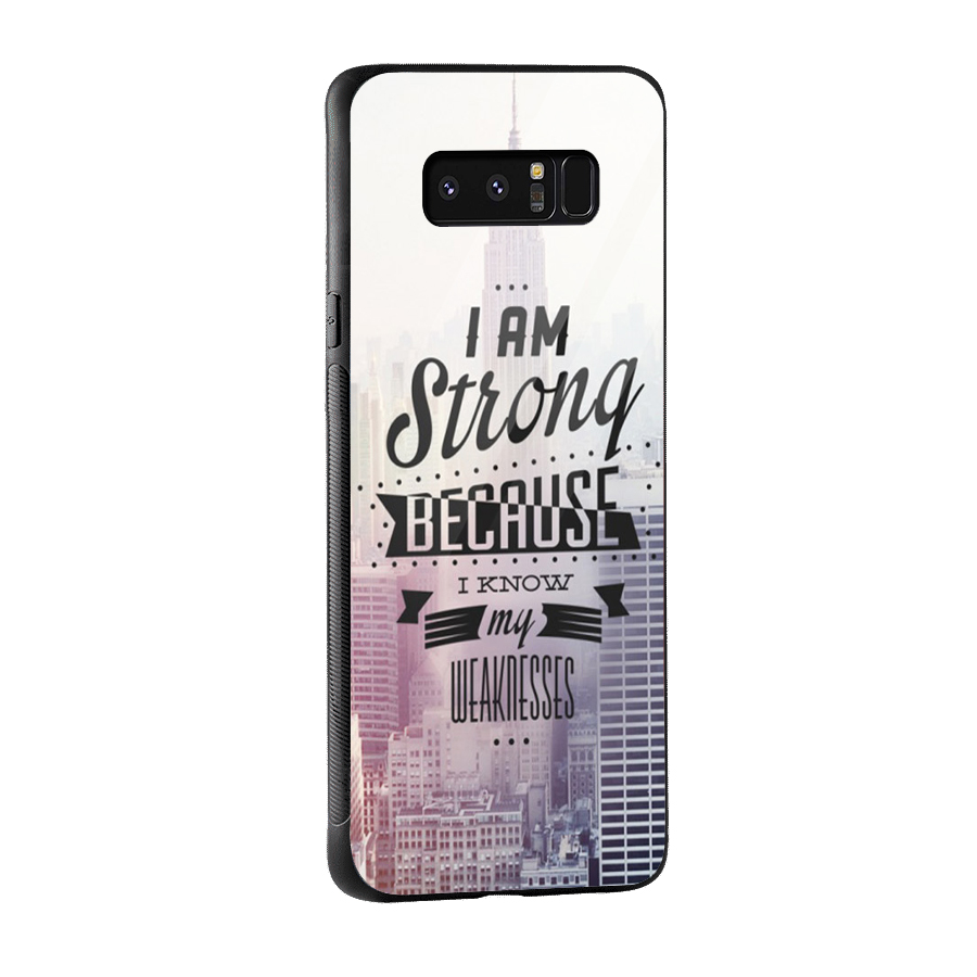 I am Strong Glass Back Case for Galaxy Note 8