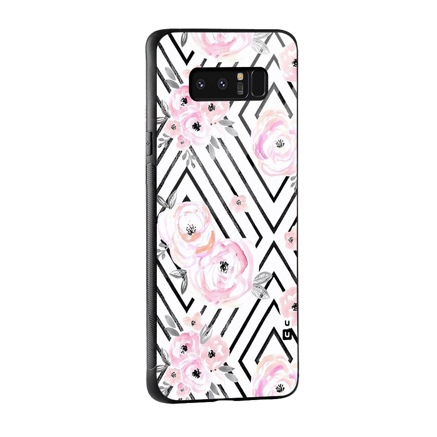 Light Pastel Flowers Design Glass Back Case for Galaxy Note 8