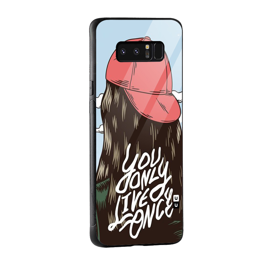 Live Once Glass Back Case for Galaxy Note 8