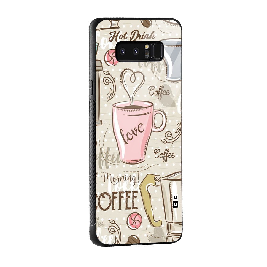 Love Coffee Design Glass Back Case for Galaxy Note 8