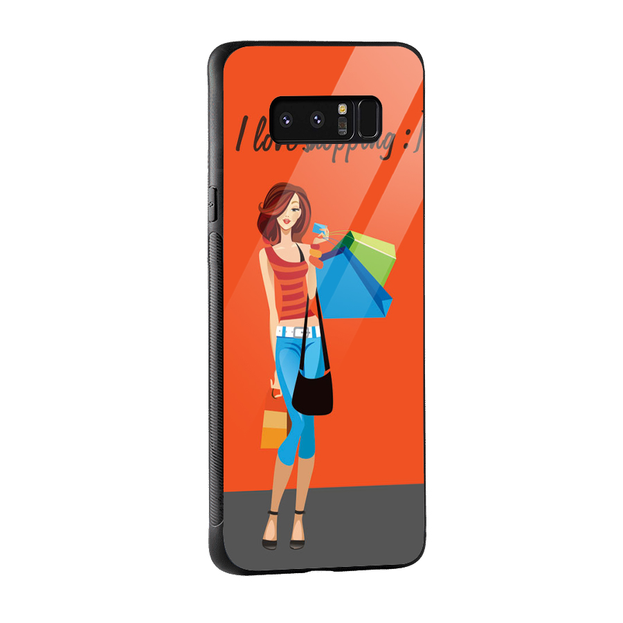 Love Shopping Classy Girl Glass Back Case for Galaxy Note 8