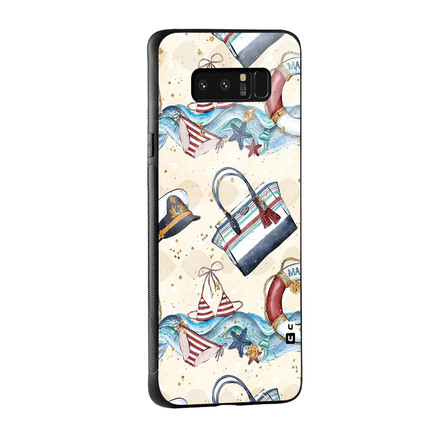 Marine Bag Design Glass Back Case for Galaxy Note 8