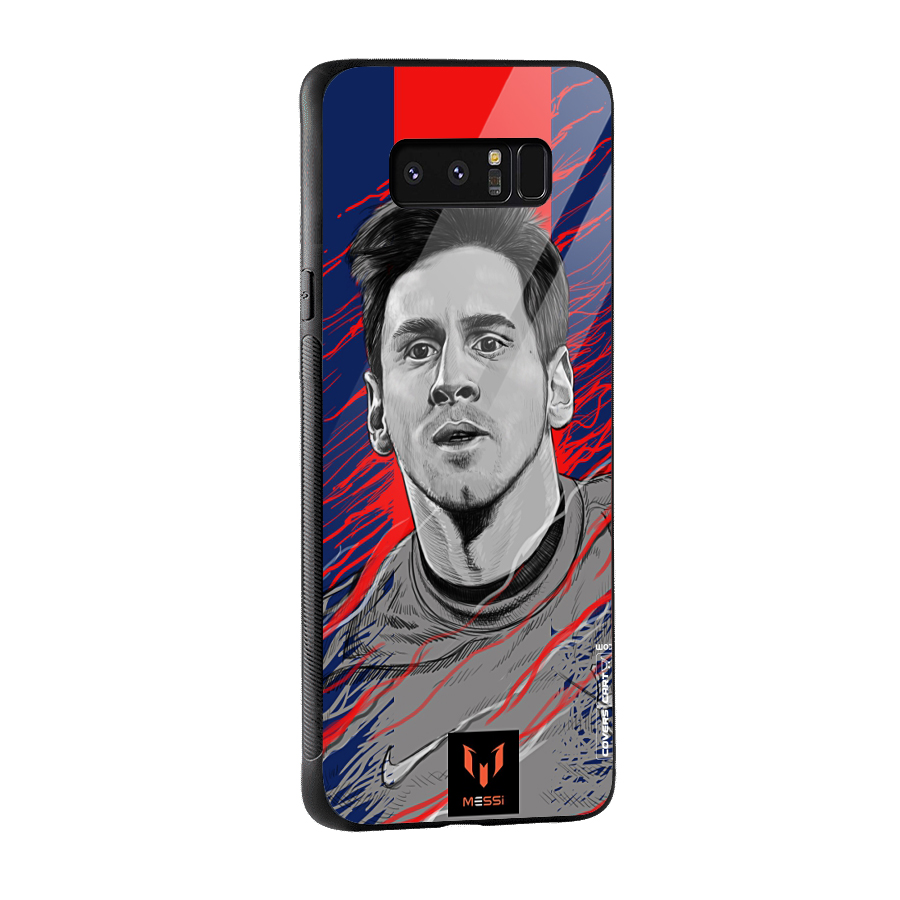 Messi For FCB Glass Back Case for Galaxy Note 8