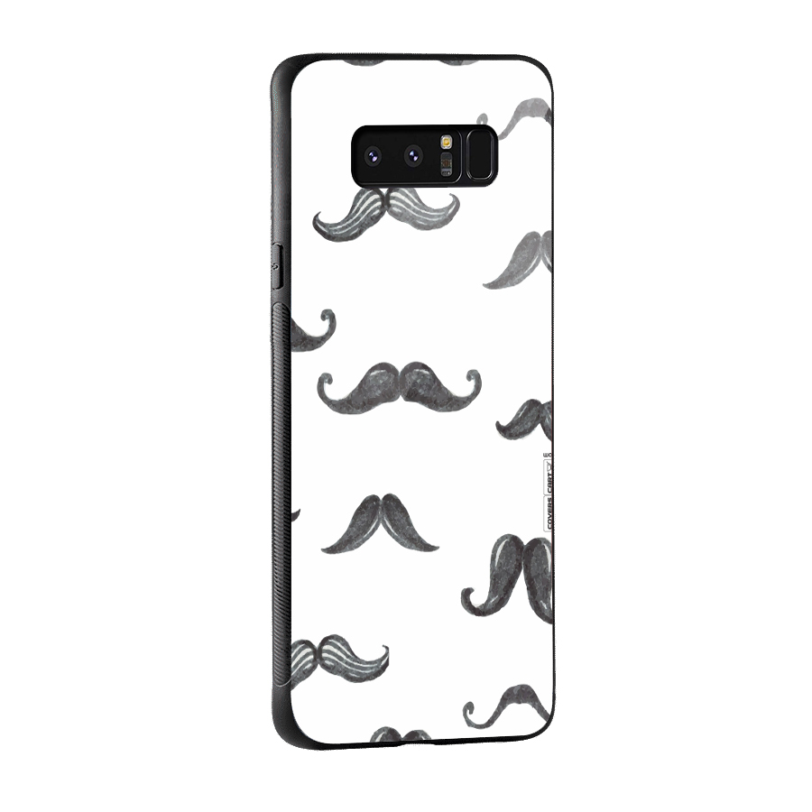 Moustache Pattern (Black) Glass Back Case for Galaxy Note 8