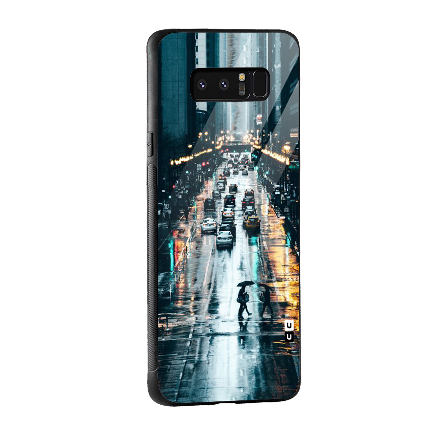 NY Streets Rainy Glass Back Case for Galaxy Note 8
