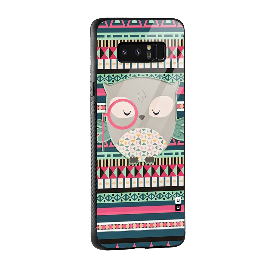Owl Cute Pattern Glass Back Case for Galaxy Note 8