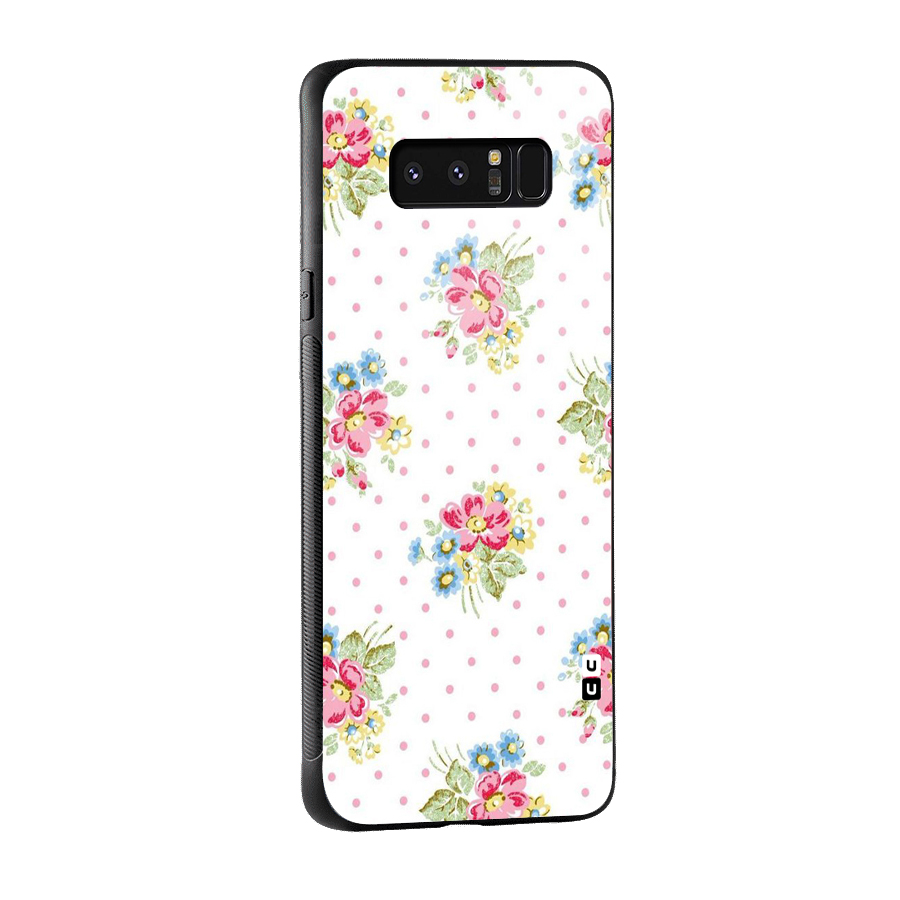 Painted Polka Floral Glass Back Case for Galaxy Note 8