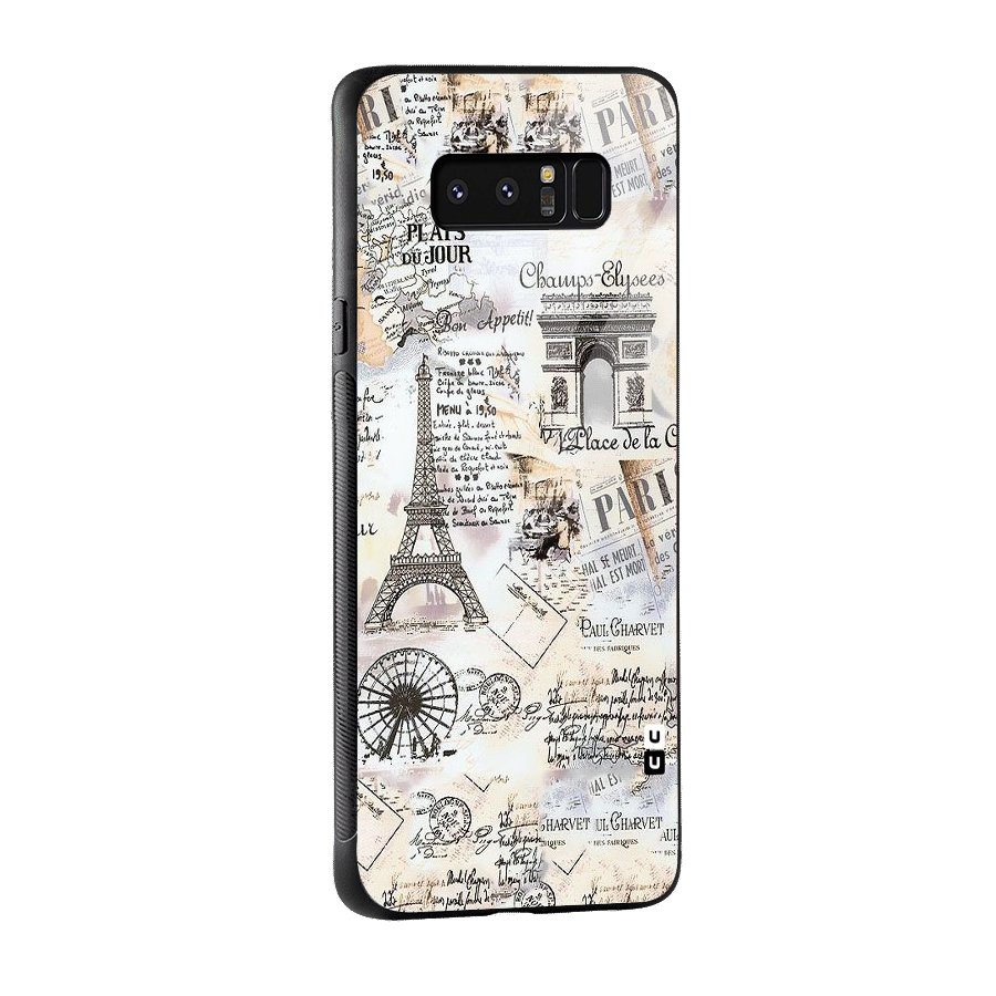 Paris Paper Glass Back Case for Galaxy Note 8