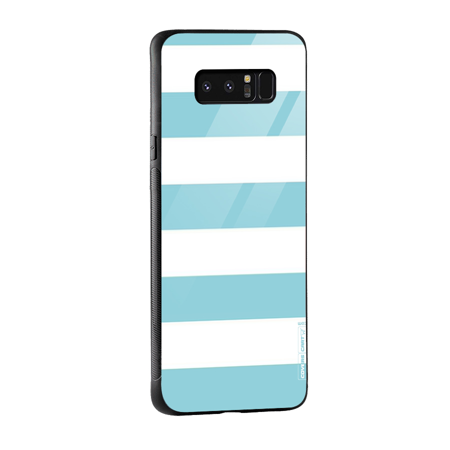 Pastel Blue White Stripes Glass Back Case for Galaxy Note 8