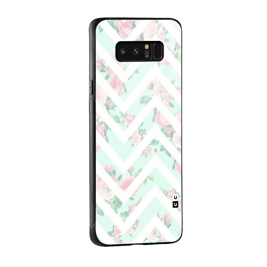 Pastel Floral Zig Zag Glass Back Case for Galaxy Note 8