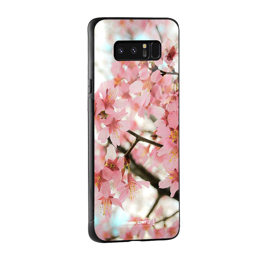 Peach Floral Glass Back Case for Galaxy Note 8