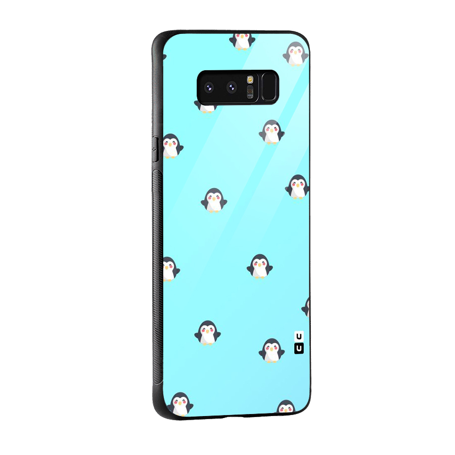 Penguins Pattern Print Glass Back Case for Galaxy Note 8