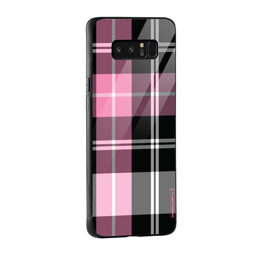 Pink Black Check Glass Back Case for Galaxy Note 8