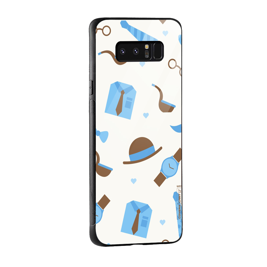 Pipe Hat Watch Pattern Glass Back Case for Galaxy Note 8