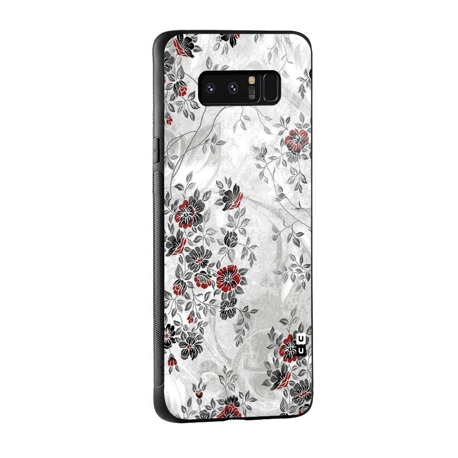 Pleasing Grey Floral Glass Back Case for Galaxy Note 8
