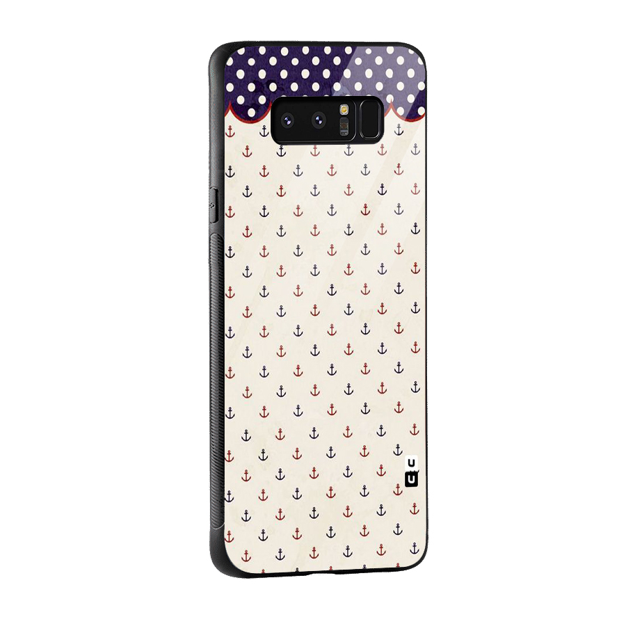 Polka Anchor Glass Back Case for Galaxy Note 8