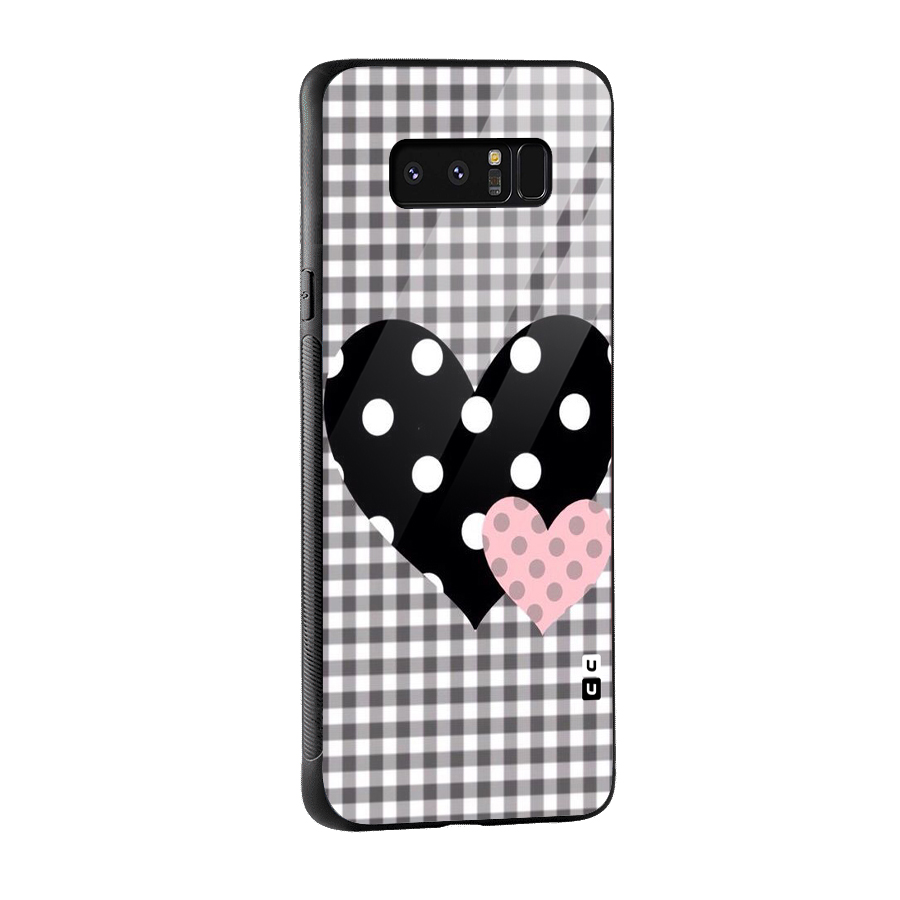 Polka Check Hearts Glass Back Case for Galaxy Note 8