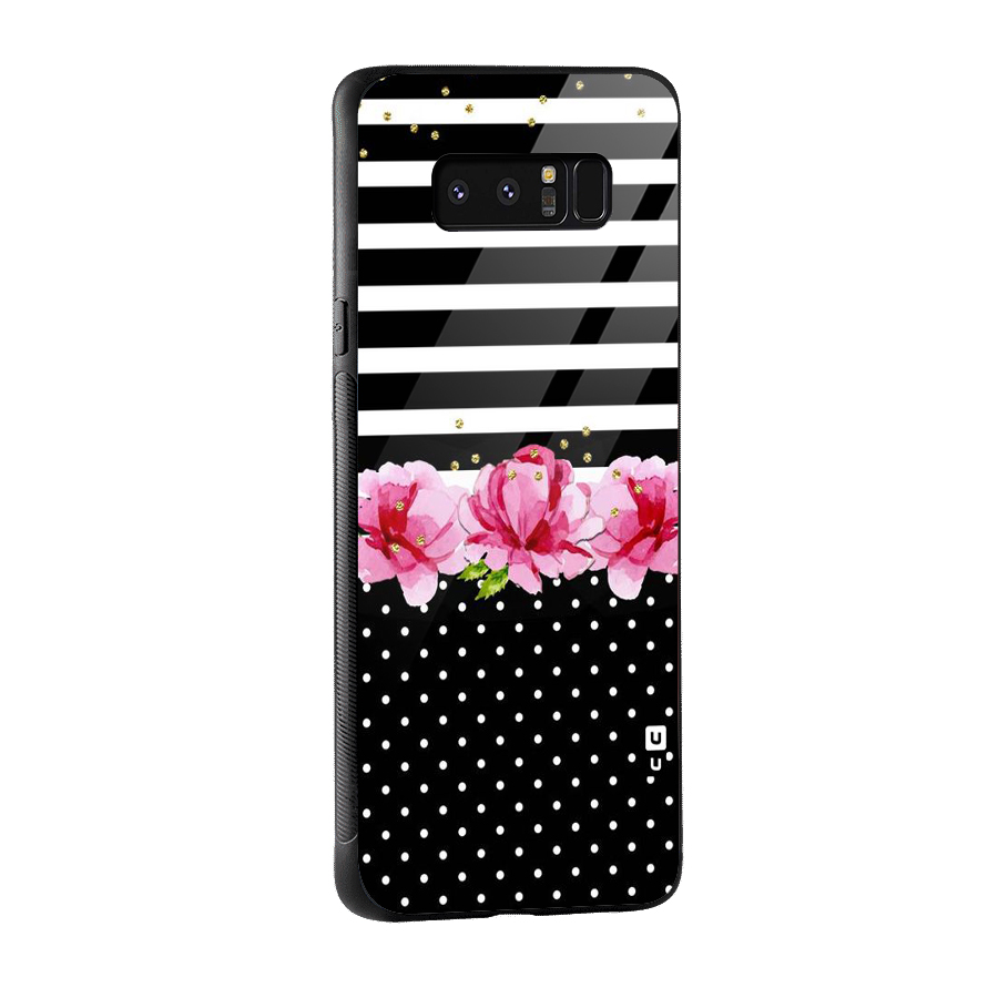 Polka Floral Stripes Glass Back Case for Galaxy Note 8