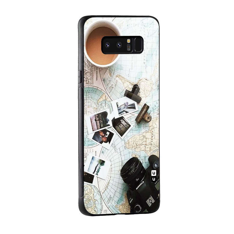 Post Stamps Travel Glass Back Case for Galaxy Note 8