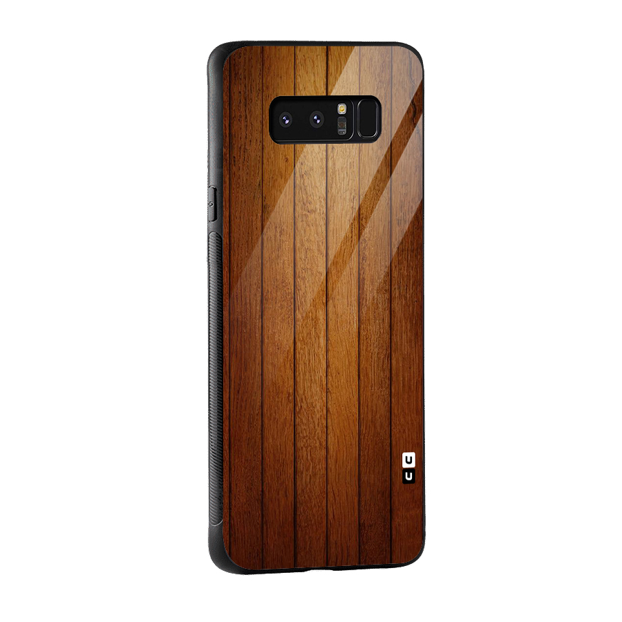 Proper Brown Wood Glass Back Case for Galaxy Note 8
