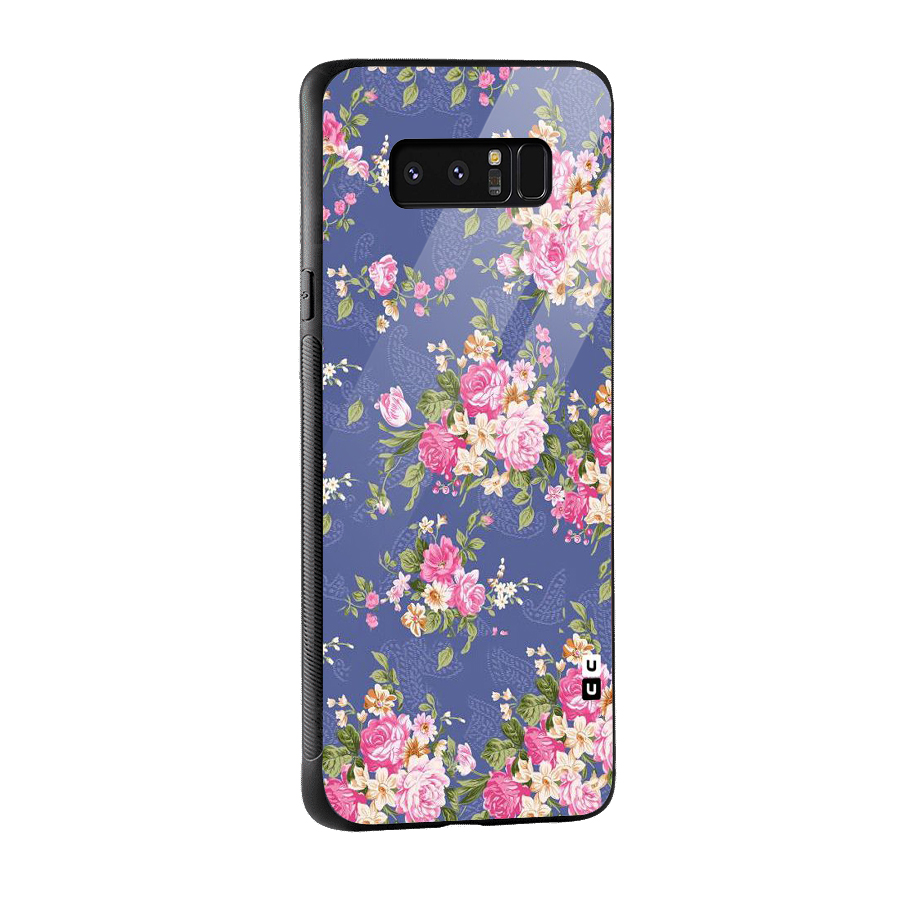 Purple Pink Floral Glass Back Case for Galaxy Note 8