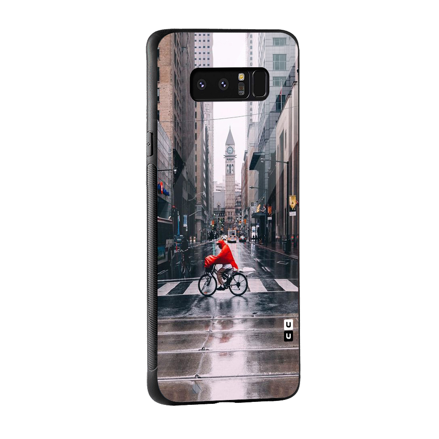Red Bicycle Street Glass Back Case for Galaxy Note 8